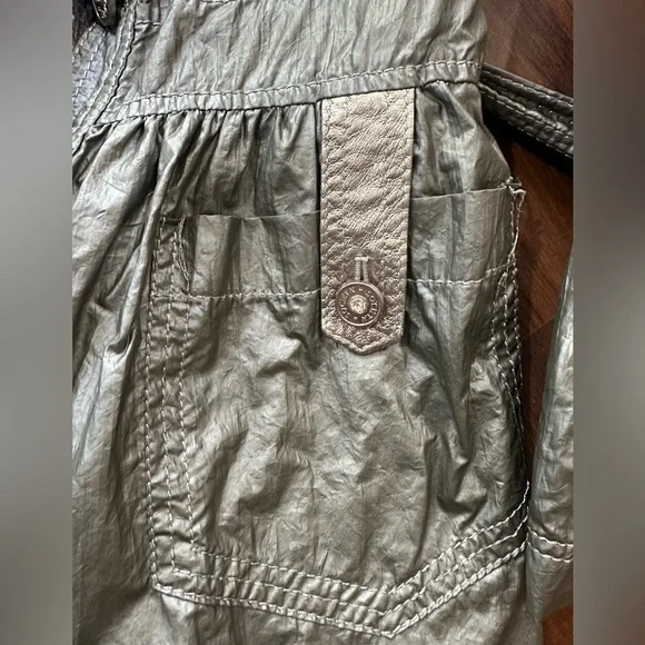 Societa Rare Vintage Women’s Metallic Coat with Leather Garn. Size 38, Italy Y2K - Picture 12 of 14